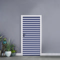 Navy And White Striped Pattern Print Door Sticker