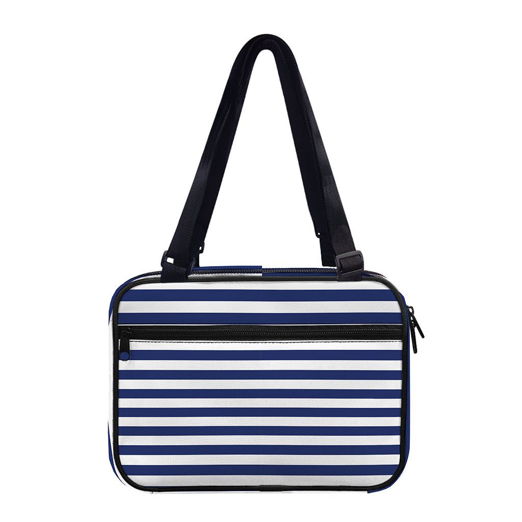 Navy And White Striped Pattern Print Double Strap Bible Bag