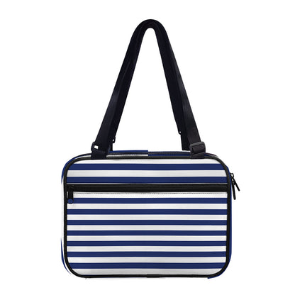 Navy And White Striped Pattern Print Double Strap Bible Bag