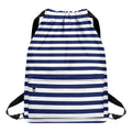 Navy And White Striped Pattern Print Drawstring Backpack