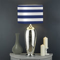 Navy And White Striped Pattern Print Drum Lamp Shade