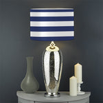 Navy And White Striped Pattern Print Drum Lamp Shade