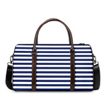 Navy And White Striped Pattern Print Duffle Bag