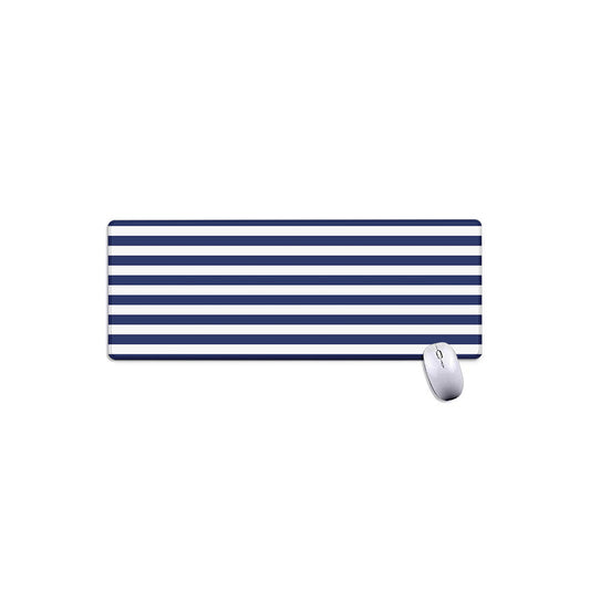 Navy And White Striped Pattern Print Extended Mouse Pad