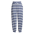 Navy And White Striped Pattern Print Fleece Lined Knit Pants