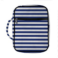 Navy And White Striped Pattern Print Front Pocket Bible Bag