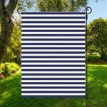 Navy And White Striped Pattern Print Garden Flag