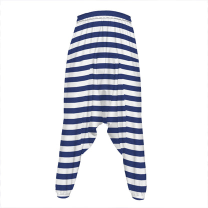 Navy And White Striped Pattern Print Hammer Pants