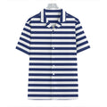 Navy And White Striped Pattern Print Hawaiian Shirt