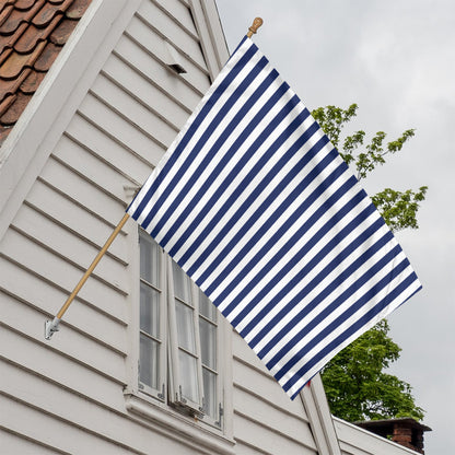 Navy And White Striped Pattern Print House Flag