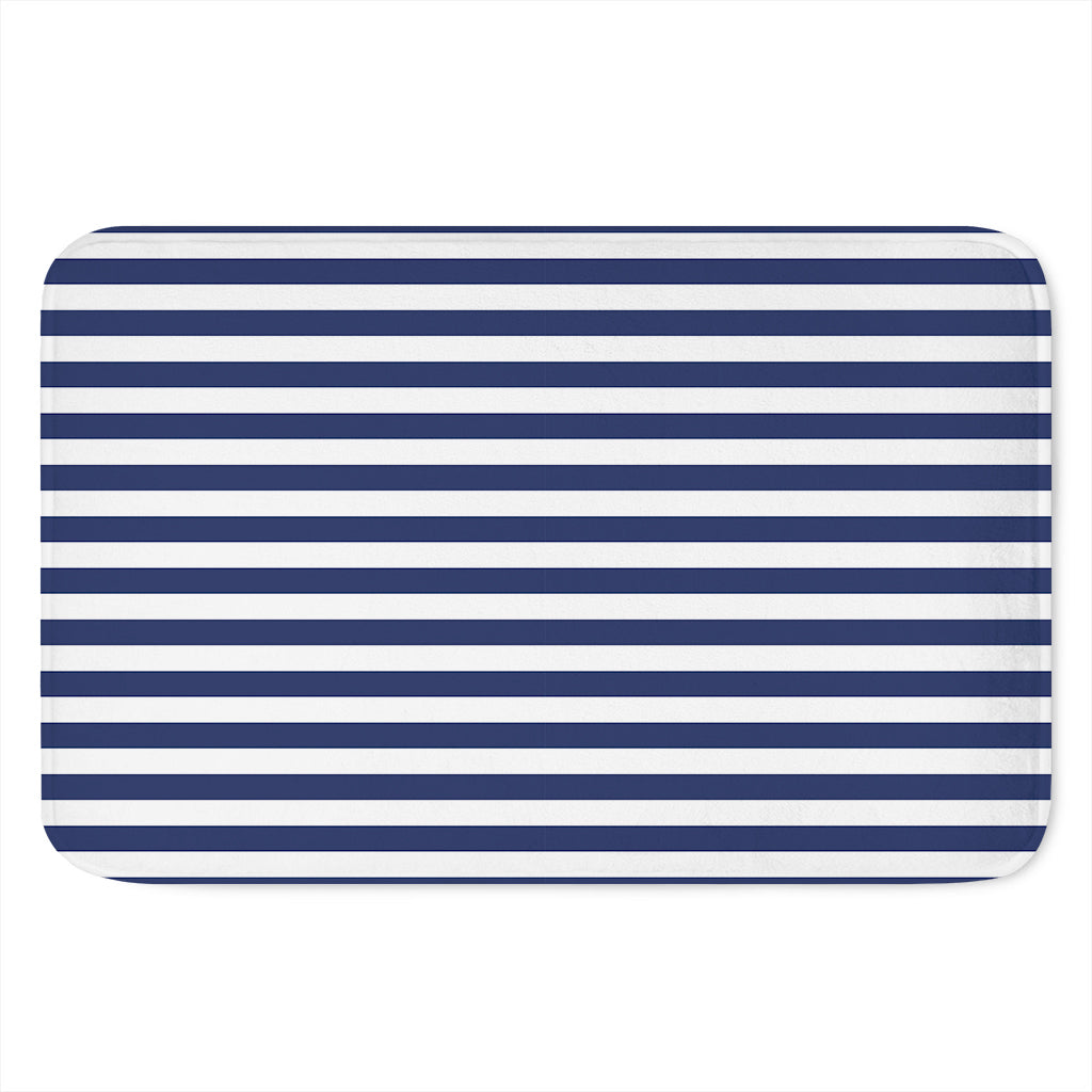 Navy And White Striped Pattern Print Indoor Door Mat