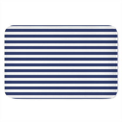 Navy And White Striped Pattern Print Indoor Door Mat