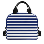 Navy And White Striped Pattern Print Insulated Lunch Bag