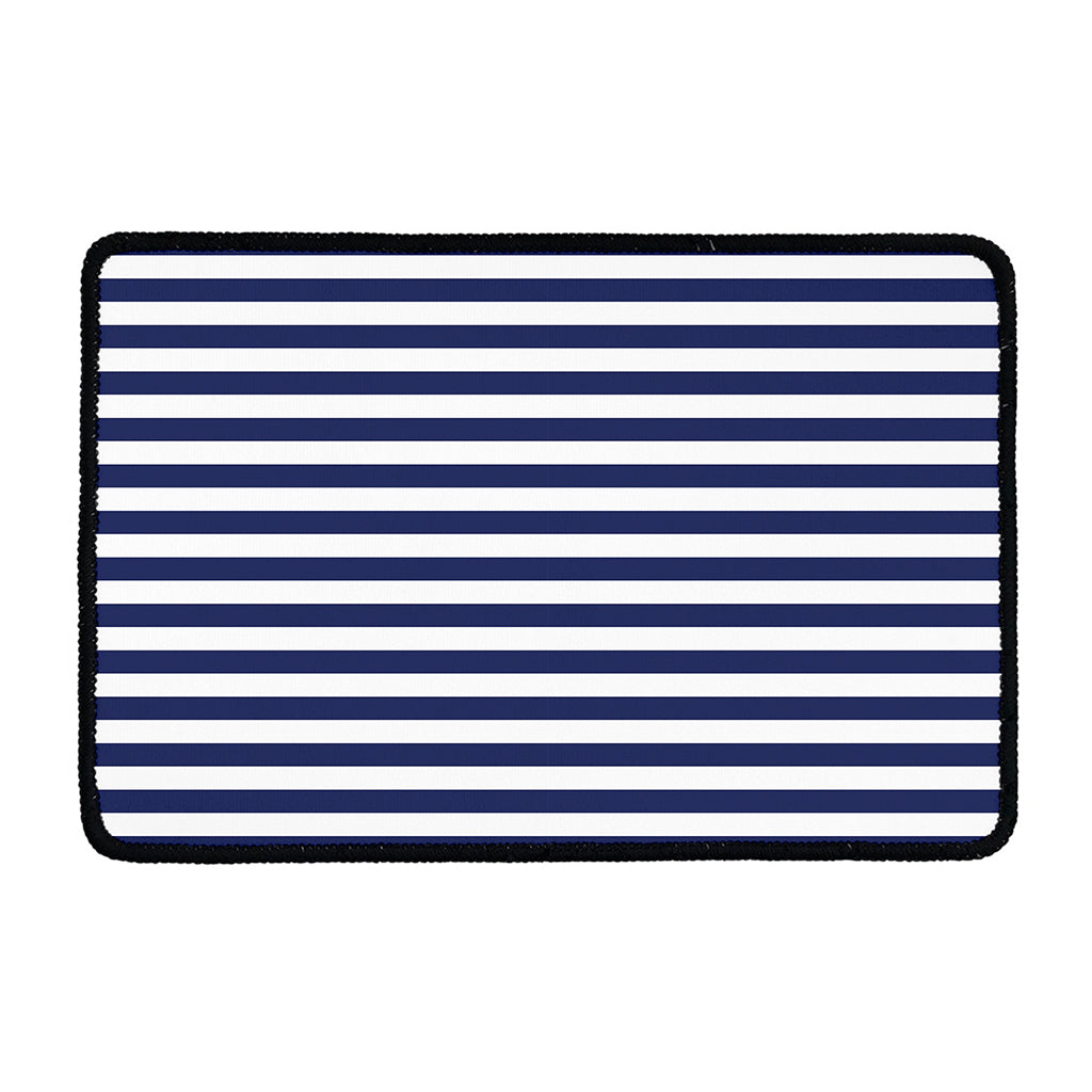 Navy And White Striped Pattern Print Kitchen Mat