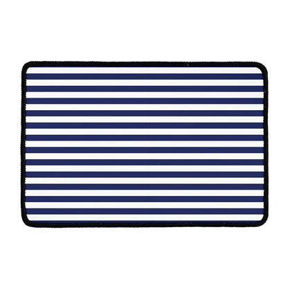 Navy And White Striped Pattern Print Kitchen Mat