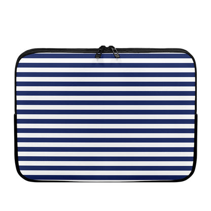 Navy And White Striped Pattern Print Laptop Sleeve