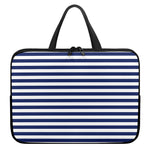Navy And White Striped Pattern Print Laptop Sleeve With Handle