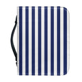 Navy And White Striped Pattern Print Leather Bible Cover