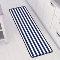Navy And White Striped Pattern Print Long Kitchen Mat