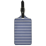 Navy And White Striped Pattern Print Luggage Tag