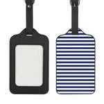 Navy And White Striped Pattern Print Luggage Tag