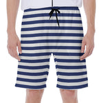 Navy And White Striped Pattern Print Men's Beach Shorts