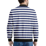 Navy And White Striped Pattern Print Men's Bomber Jacket