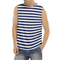 Navy And White Striped Pattern Print Men's Fitness Tank Top