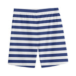 Navy And White Striped Pattern Print Men's Sports Shorts