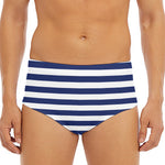 Navy And White Striped Pattern Print Men's Triangle Swim Briefs