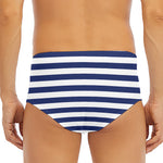 Navy And White Striped Pattern Print Men's Triangle Swim Briefs
