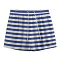 Navy And White Striped Pattern Print Mesh Shorts
