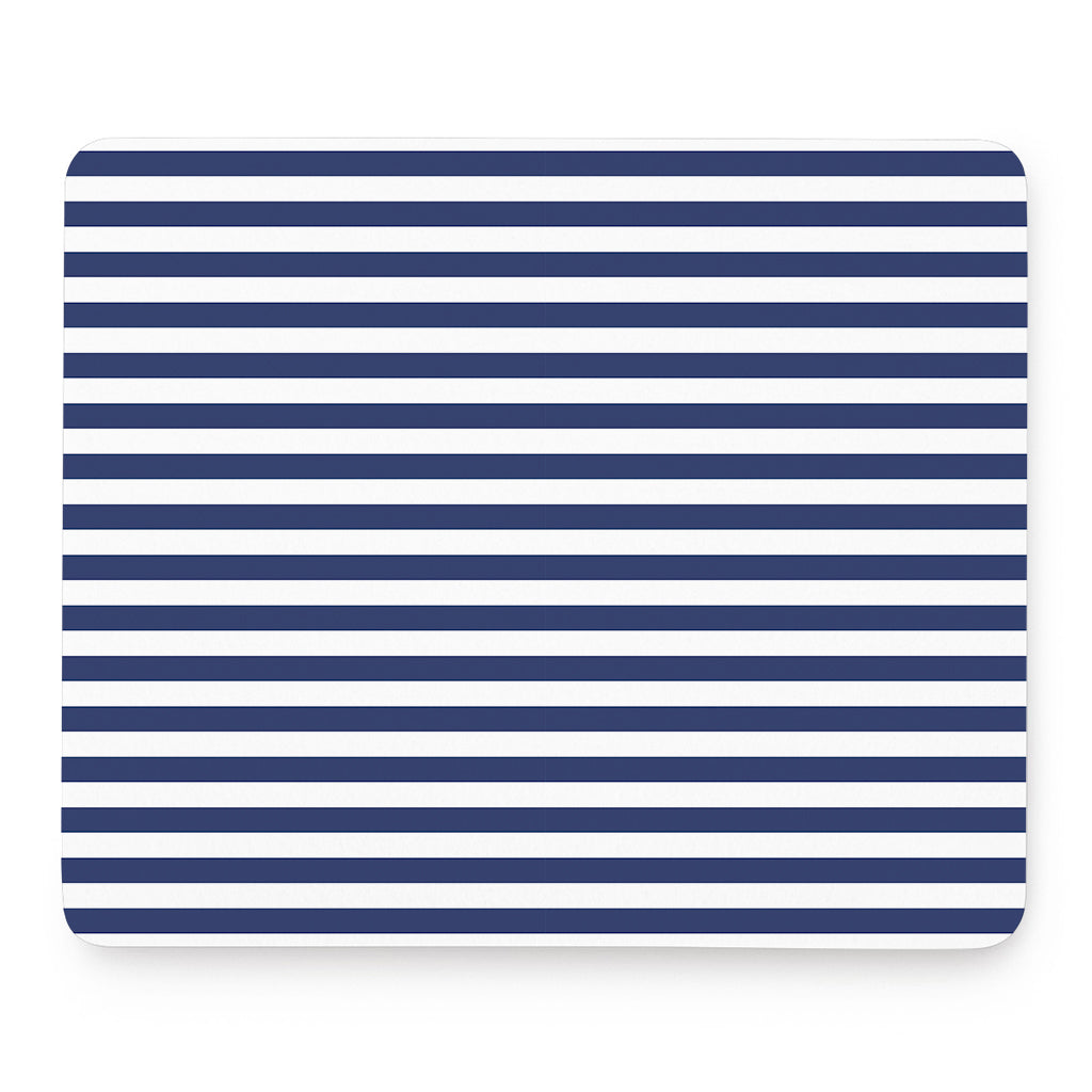 Navy And White Striped Pattern Print Mouse Pad