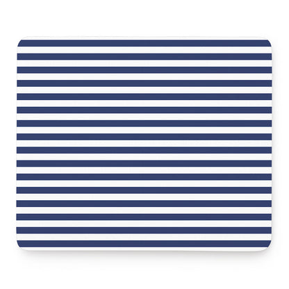 Navy And White Striped Pattern Print Mouse Pad