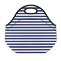 Navy And White Striped Pattern Print Neoprene Lunch Bag