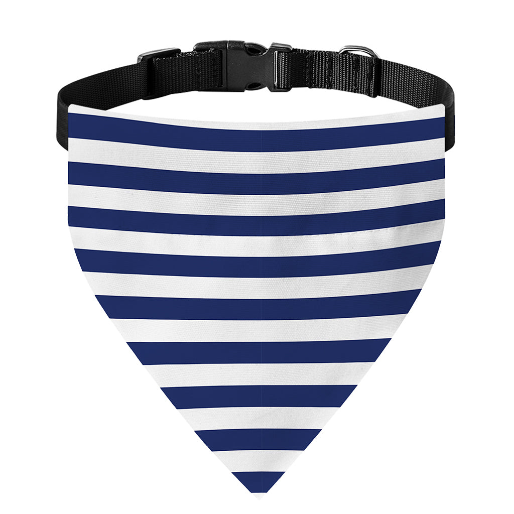 Navy And White Striped Pattern Print Over The Collar Dog Bandana
