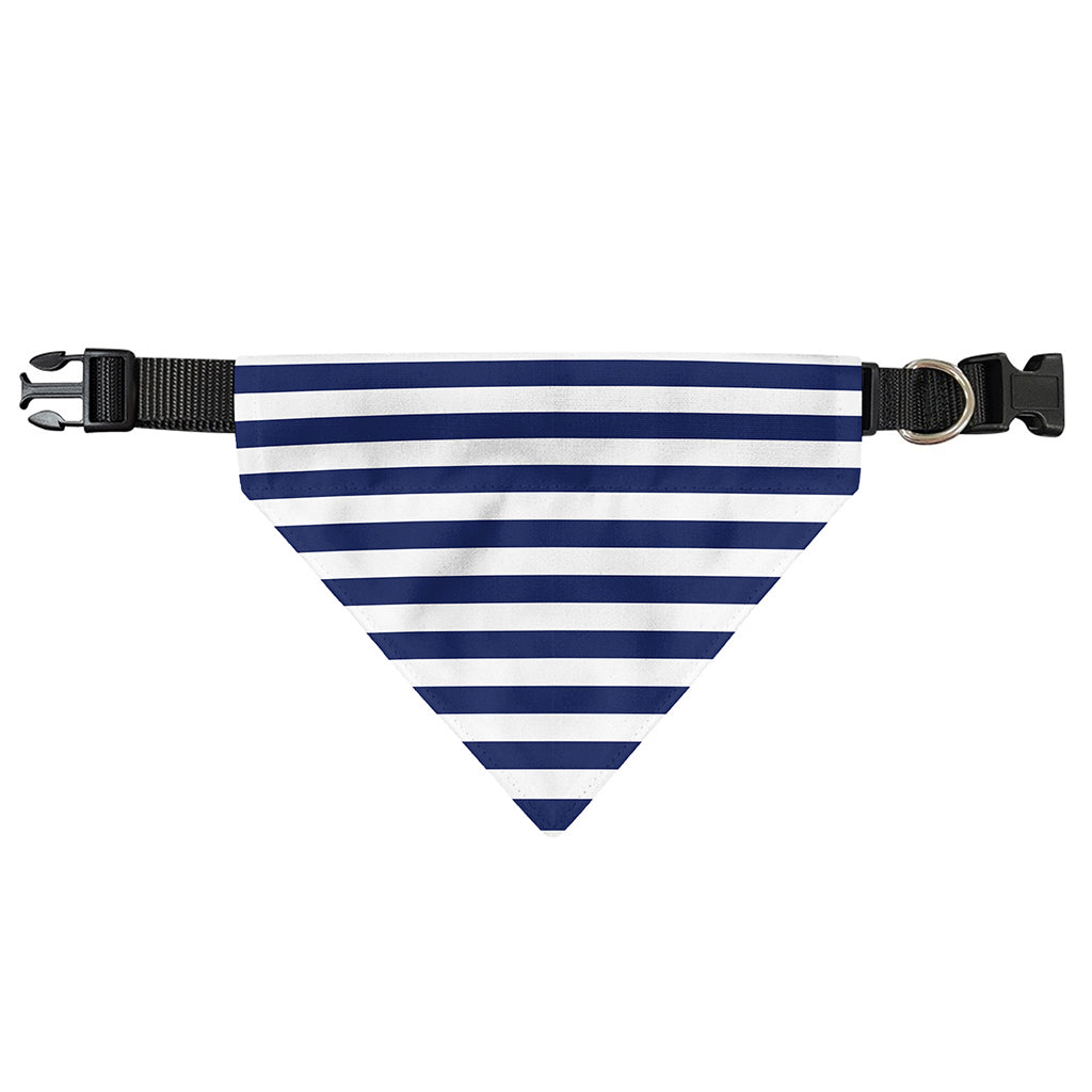 Navy And White Striped Pattern Print Over The Collar Dog Bandana