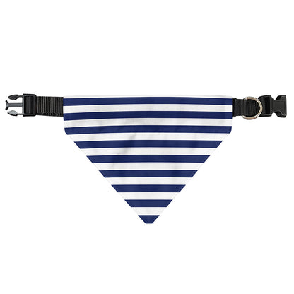 Navy And White Striped Pattern Print Over The Collar Dog Bandana
