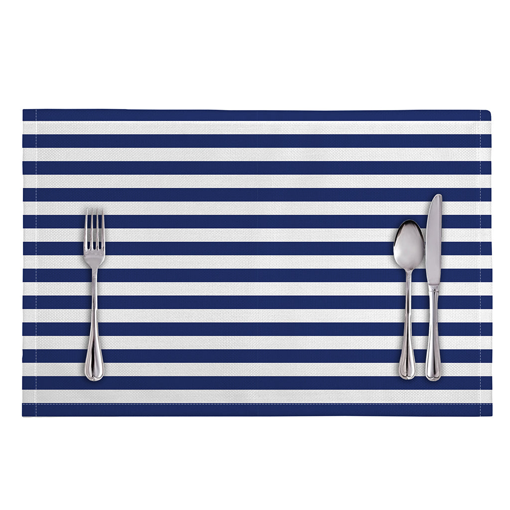 Navy And White Striped Pattern Print Placemat