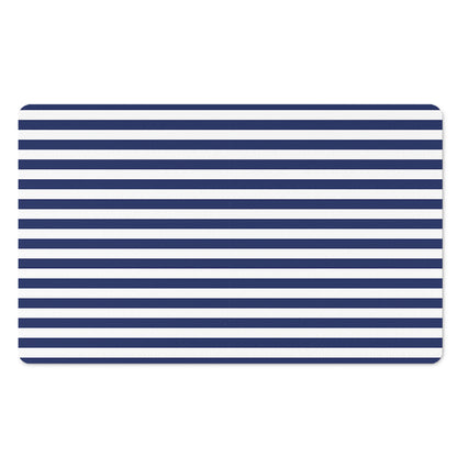 Navy And White Striped Pattern Print Polyester Doormat