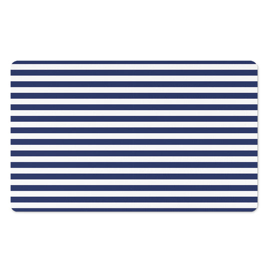 Navy And White Striped Pattern Print Polyester Doormat