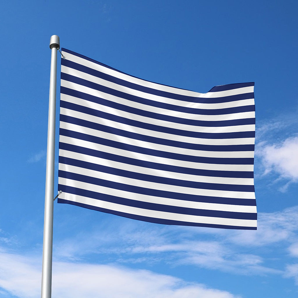 Navy And White Striped Pattern Print Polyester Flag
