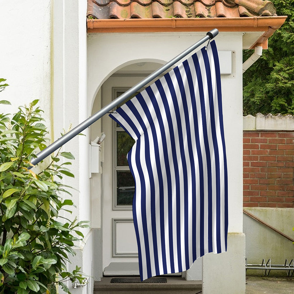 Navy And White Striped Pattern Print Polyester Flag