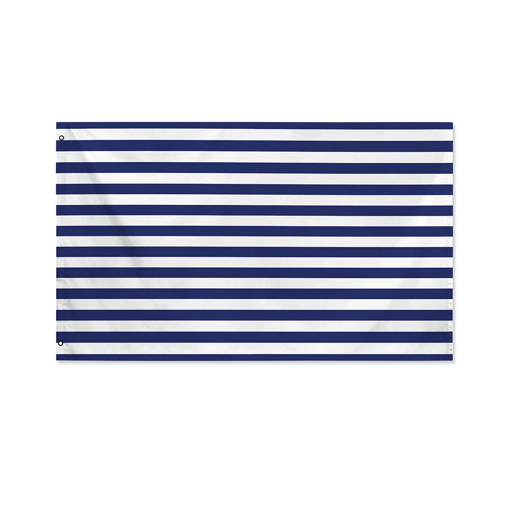 Navy And White Striped Pattern Print Polyester Flag