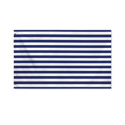 Navy And White Striped Pattern Print Polyester Flag