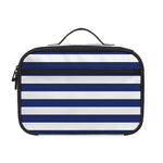 Navy And White Striped Pattern Print Portable Lunch Bag
