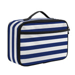 Navy And White Striped Pattern Print Portable Lunch Bag