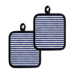 Navy And White Striped Pattern Print Pot Holders