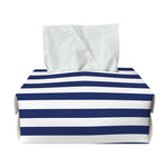 Navy And White Striped Pattern Print Rectangle Tissue Box Cover