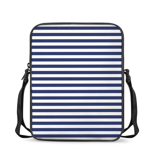 Navy And White Striped Pattern Print Rectangular Crossbody Bag
